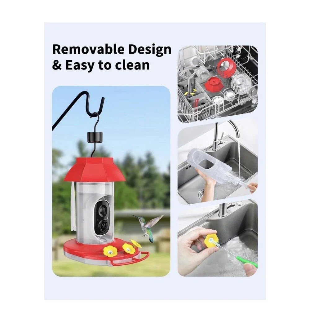 HARYMOR G10 Smart Hummingbird Feeder with Camera Solar Powered, AI Identify